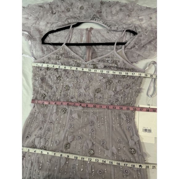 NWT $698 Mac‎ Duggal [ 10 ] Embellished Cape Sleeve Trumpet Gown in Lilac Purple - Picture 5 of 16